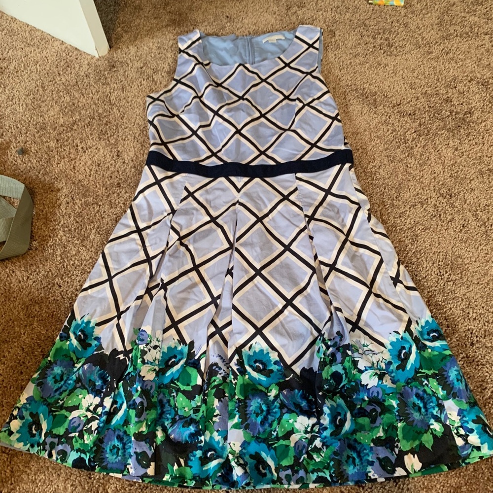 New York & Company Blue/Green Floral Dress